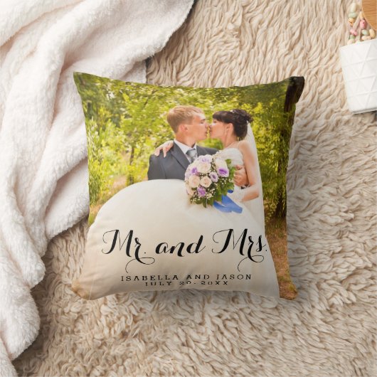 Mr. en Mrs. Personalized Wedding Photo Sierkussen (Deken)