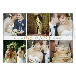 Mr en Mrs Photo Collage Bruiloft Dank u Kaarten