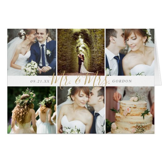 Mr en Mrs Photo Collage Bruiloft Dank u Kaarten (Voorkant Horizontaal)