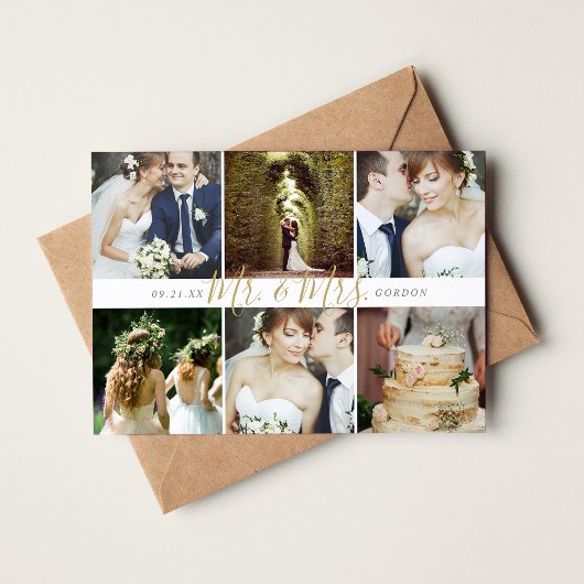 Mr. en Mrs. Photo Collage Wedding Bedankt Cards