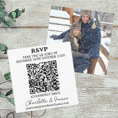 Mr en Mrs Photo Elegant Script QR Code RSVP Informatiekaartje