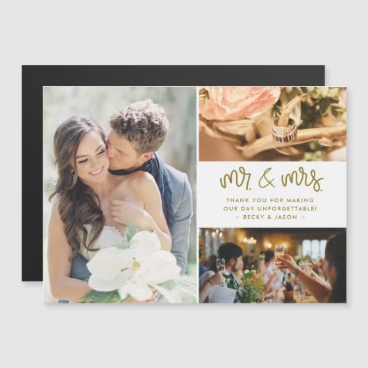 Mr en Mrs. Photo Gold Wedding Hartelijk dank (Voorkant / Achterkant)