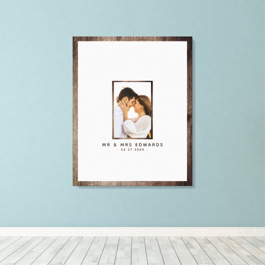 Mr en Mrs Photo Wedding Guest Book Canvas Print (Insitu (Houten vloer))