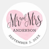 Mr. en Mrs Pink, Valentijnsdag Ronde Sticker (Voorkant)