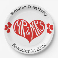 Mr en Mrs Red en White Heart Shape Wedding