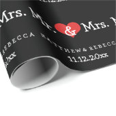 Mr en Mrs Red Heart Wedding Cadeaupapier (Rol Hoek)
