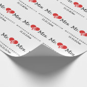 Mr en Mrs Red Heart Wedding Cadeaupapier (Hoek)