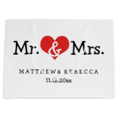 Mr en Mrs Red Heart Wedding Personalized Groot Cadeauzakje (Voorkant)
