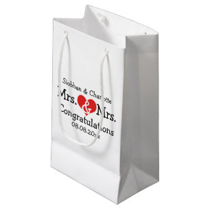 Mr en Mrs Red Heart Wedding Personalized Klein Cadeauzakje