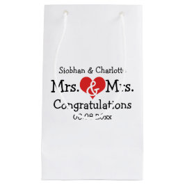 Mr en Mrs Red Heart Wedding Personalized Klein Cadeauzakje