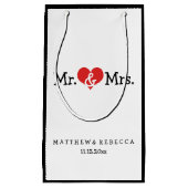 Mr en Mrs Red Heart Wedding Personalized Klein Cadeauzakje (Voorkant)