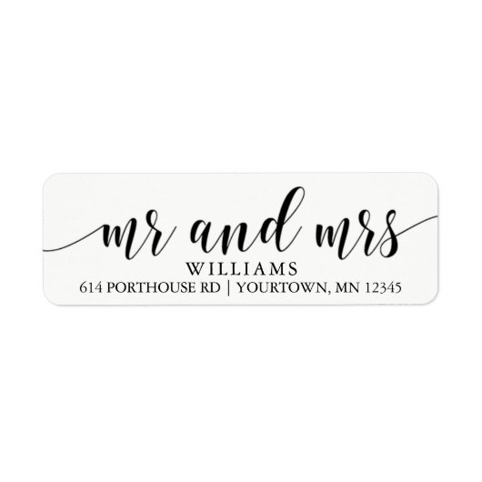 MR EN MRS Retouradresetiketten Script Modern Etiket (Voorkant)
