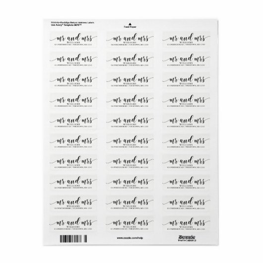 MR EN MRS Retouradresetiketten Script Modern Etiket (Full Sheet)