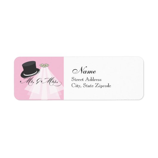 Mr en Mrs Return Adres Label - Roze (Voorkant)