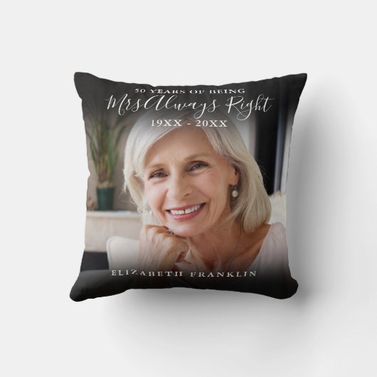 Mr en Mrs Right Fun 2 foto Jubileum Kussen (Achterkant)