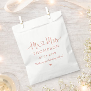Mr en Mrs Rose Gouden Hart Script Monogram Huwelij Bedankzakje