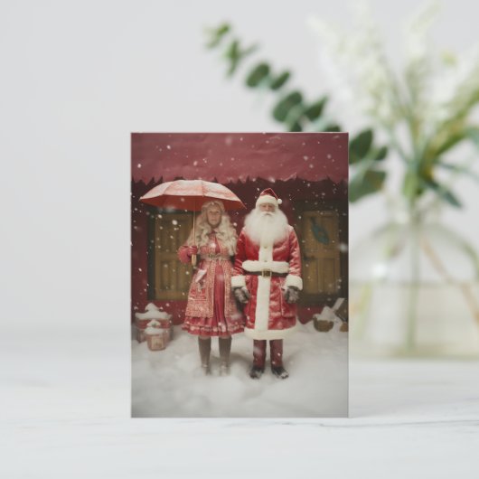 Mr en Mrs Santa Claus Briefkaart (Staand voorkant)