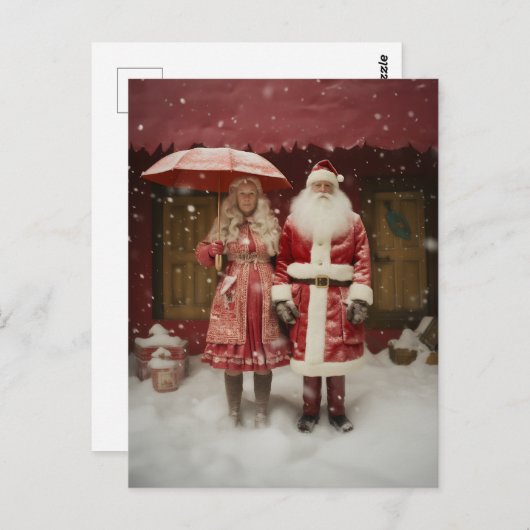Mr en Mrs Santa Claus Briefkaart (Voorkant / Achterkant)