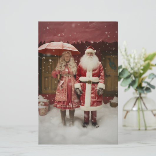 Mr en Mrs Santa Claus Briefpapier (Staand voorkant)