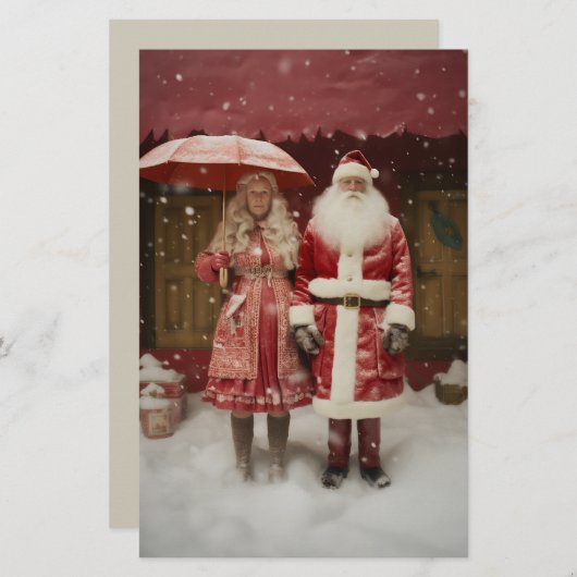Mr en Mrs Santa Claus Briefpapier (Voorkant / Achterkant)