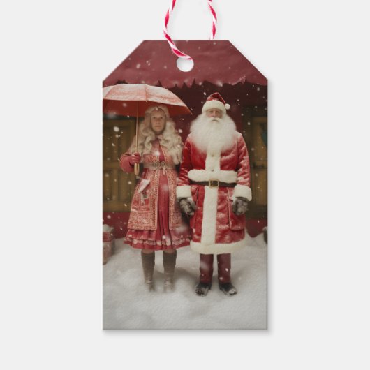 Mr en Mrs Santa Claus Cadeaulabel (Voorkant)