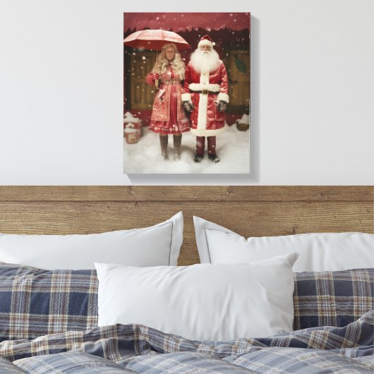 Mr en Mrs Santa Claus Canvas Afdruk (Insitu (Slaapkamer))