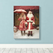 Mr en Mrs Santa Claus Canvas Afdruk (Insitu (Houten vloer))