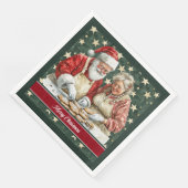Mr en Mrs Santa Claus Cooking Waterverf Napkin Servet (Hoek)