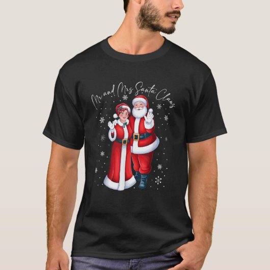 Mr. en Mrs. Santa Claus Couples Matching Kerstmis T-shirt (Voorkant)