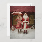 Mr en Mrs Santa Claus Feestdagenkaart (Voorkant / Achterkant)