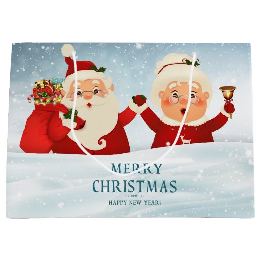 Mr en Mrs Santa Claus Groot Cadeauzakje (Voorkant)
