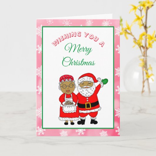 Mr en Mrs Santa Claus Kerstmis Kaart (Gele Bloem)