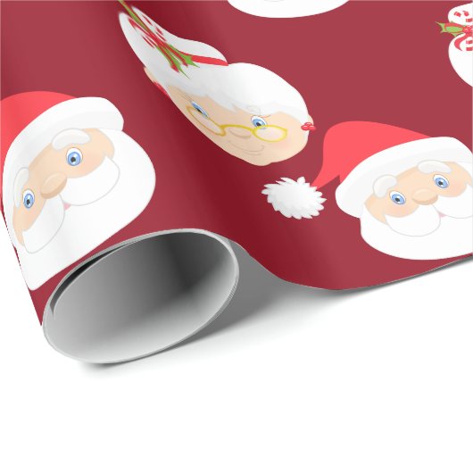 Mr. en Mrs. Santa Claus Red Kerstmis Cadeaupapier (Rol Hoek)