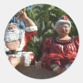 Mr en Mrs Santa Claus Ronde Sticker (Voorkant)