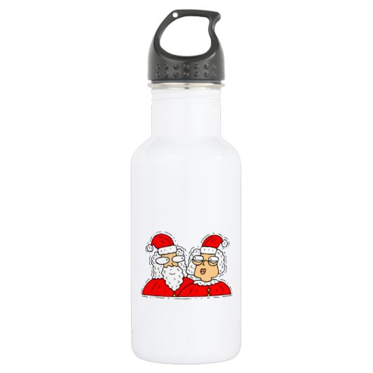 Mr en Mrs Santa Claus Waterfles (Voorkant)