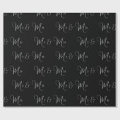 Mr en Mrs Script Black White Chic Gift Cadeaupapier (Vlak)