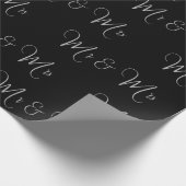Mr en Mrs Script Black White Chic Gift Cadeaupapier (Hoek)