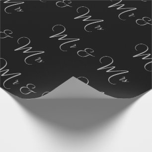 Mr en Mrs Script Black White Chic Gift Cadeaupapier