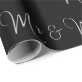 Mr en Mrs Script Black White Chic Gift Cadeaupapier (Rol Hoek)