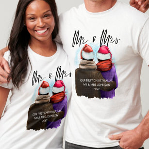 Mr en Mrs Script Couples Kerstmis T-shirt