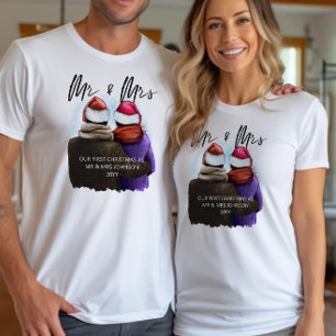 Mr en Mrs Script Couples Kerstmis T-shirt
