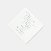 Mr en Mrs Script Elegant Stofblauw Bruiloft Servet (Hoek)