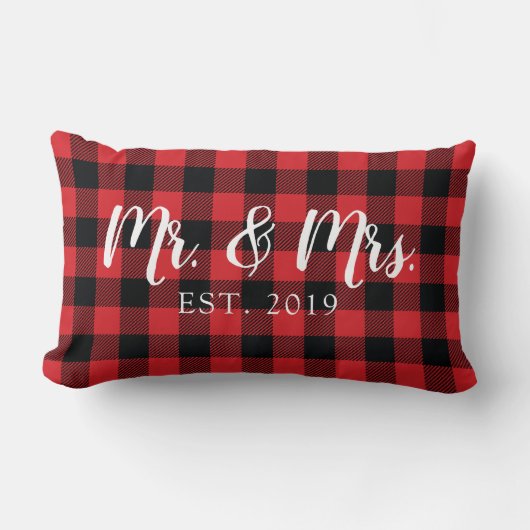Mr. en Mrs. Script Fixed Wedding Pillow Kussen (Voorkant)