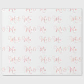 Mr en Mrs Script Pink Wrapping Paper Cadeaupapier (Vlak)