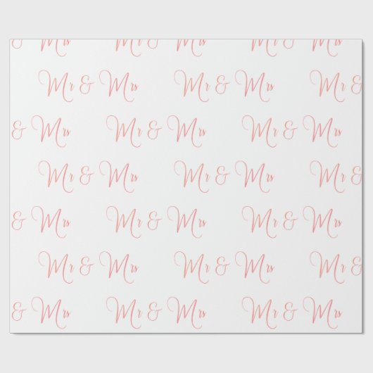 Mr en Mrs Script Pink Wrapping Paper Cadeaupapier (Vlak)