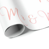 Mr en Mrs Script Pink Wrapping Paper Cadeaupapier (Rol Hoek)