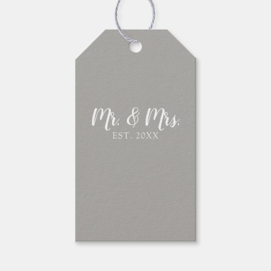 Mr en Mrs Script Vast Wedding Cadeaulabel (Voorkant)