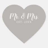 Mr en Mrs Script Vast Wedding Hart Sticker (Voorkant)