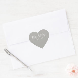 Mr en Mrs Script Vast Wedding Hart Sticker