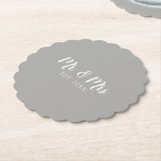 Mr en Mrs Script Vast Wedding Kartonnen Onderzetters (Gekanteld)